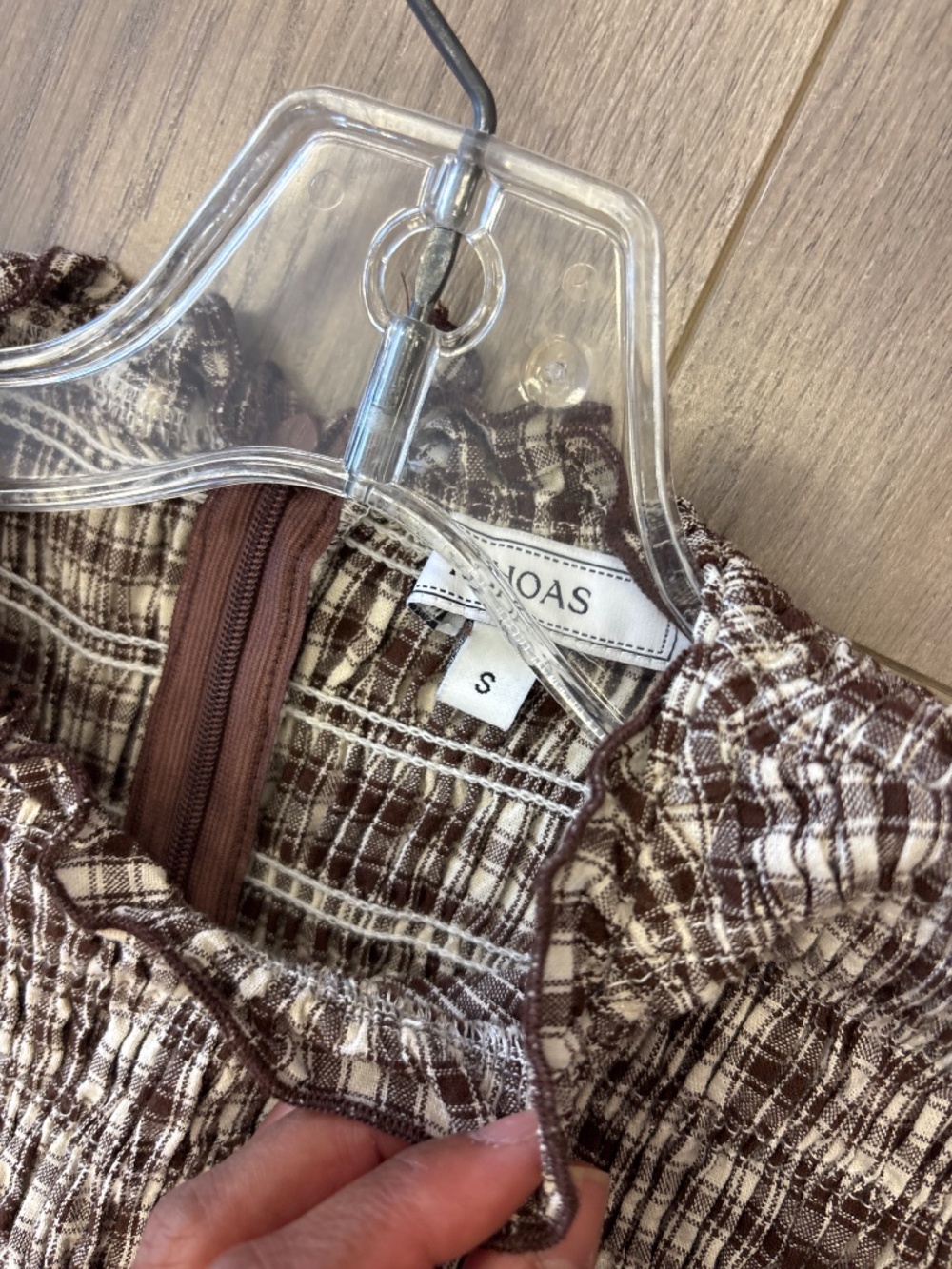 Rihoas brown smocked mini gingham dress - Picture 6 of 9